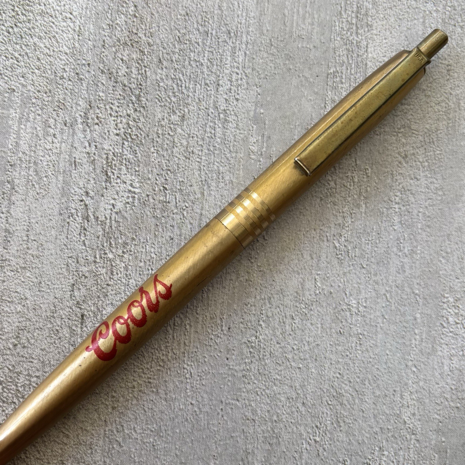 Vintage COORS All Metal Pen USA Red Lettering Beer Alcohol Advertising ~Dry Ink~