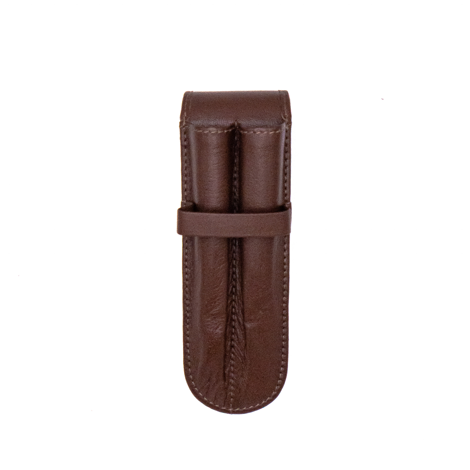 Double Genuine Leather Pen Case, Holds Ballpoint, Rollerball or Fountain Pens