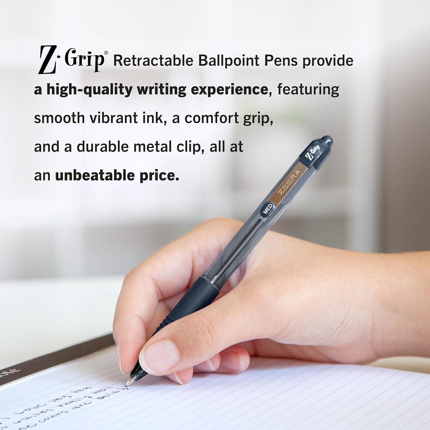 Ergonomic Z-Grip Ballpoint Pens – Retractable, Black Ink, 1.0mm, 18 Count