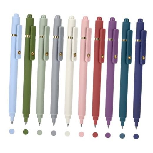10pcs Colored Gel Pens, 0.5mm Fine Point Retractable Colorful Pens for