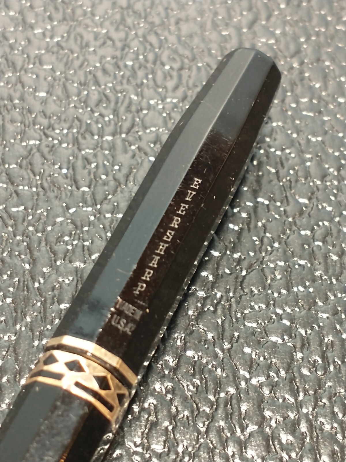 WAHL EVERSHARP DORIC VINTAGE MECH PENCIL IN BLACK CELLULOID 14K GOLD FILLED TRIM