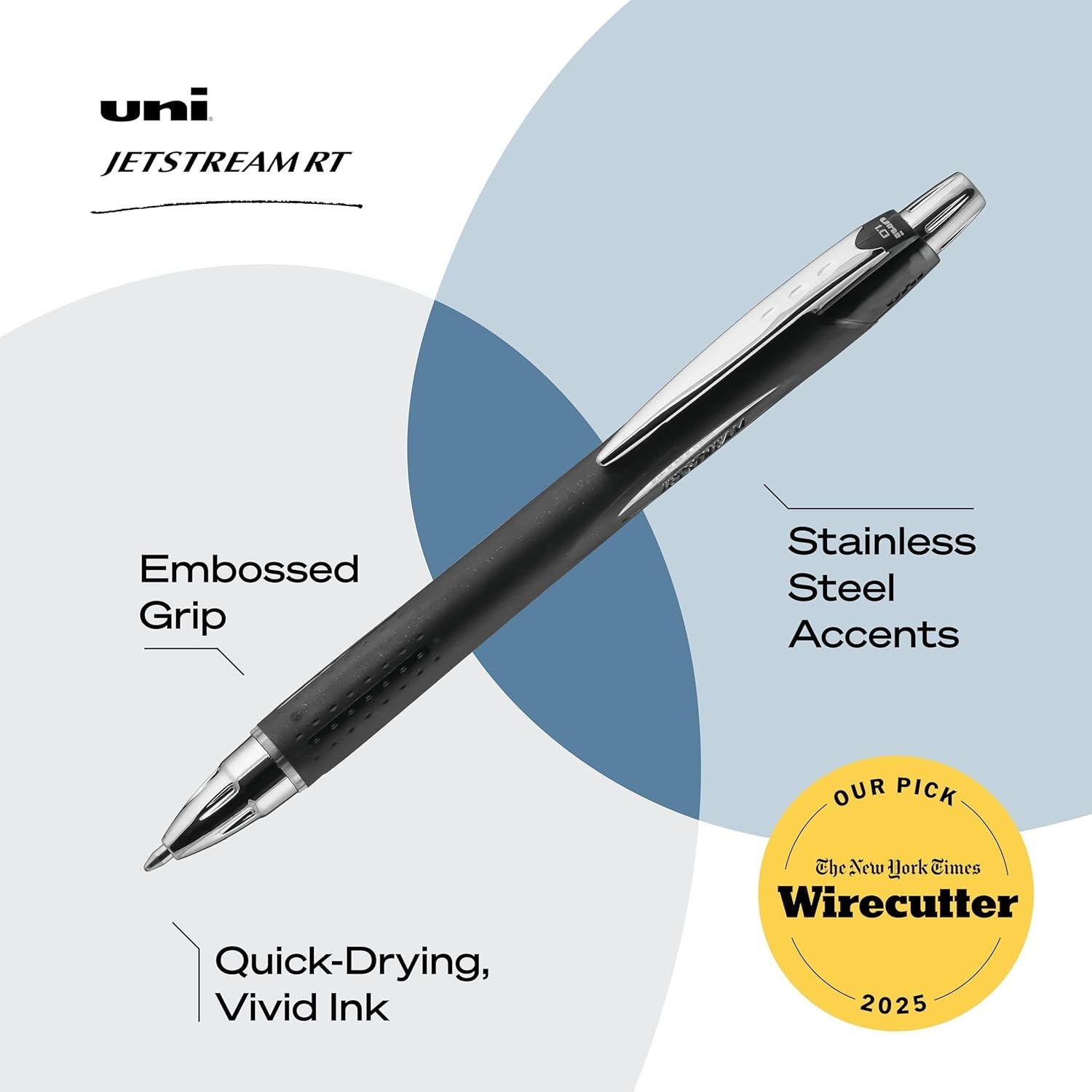 Smooth Hybrid Ink Ballpoint Pens 1mm Medium Point Black Water Resistant 12 Count