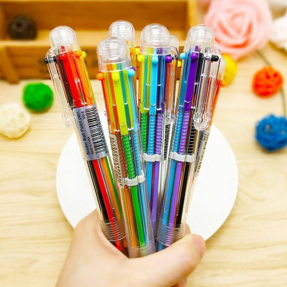 1pc MultiColor 6 in 1 Color Ballpoint Pen Ball Point Pens Kids School Office–