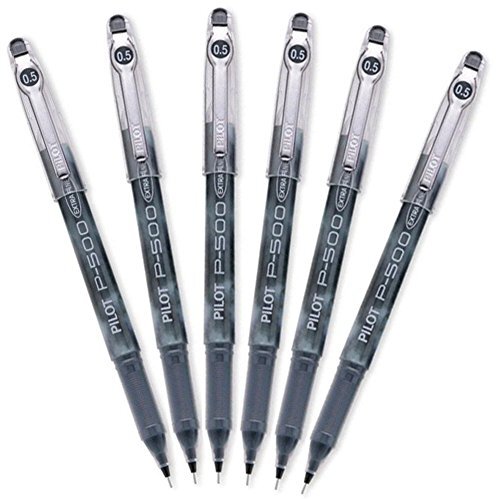 Pilot Precise P-500 Gel Ink Rolling Ball Pens, Extra Fine Point,Black Ink,6 Pens