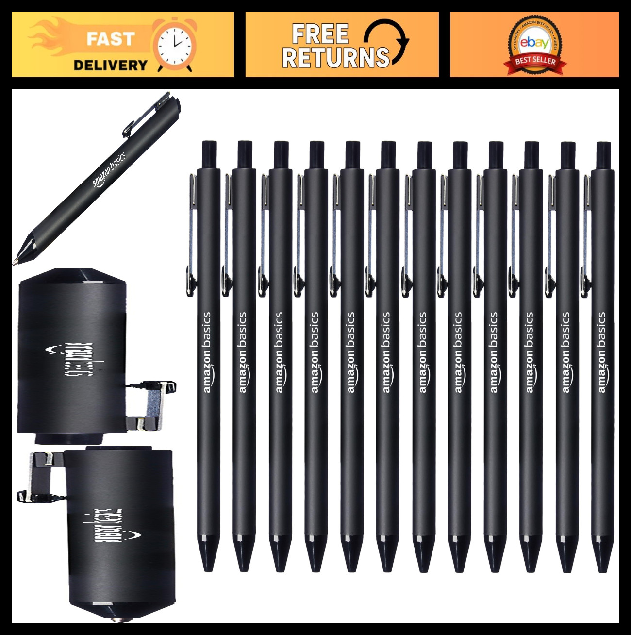 Retractable Ballpoint Pens, Comfortable Grip, Smooth Writing, 12-Pack for Office