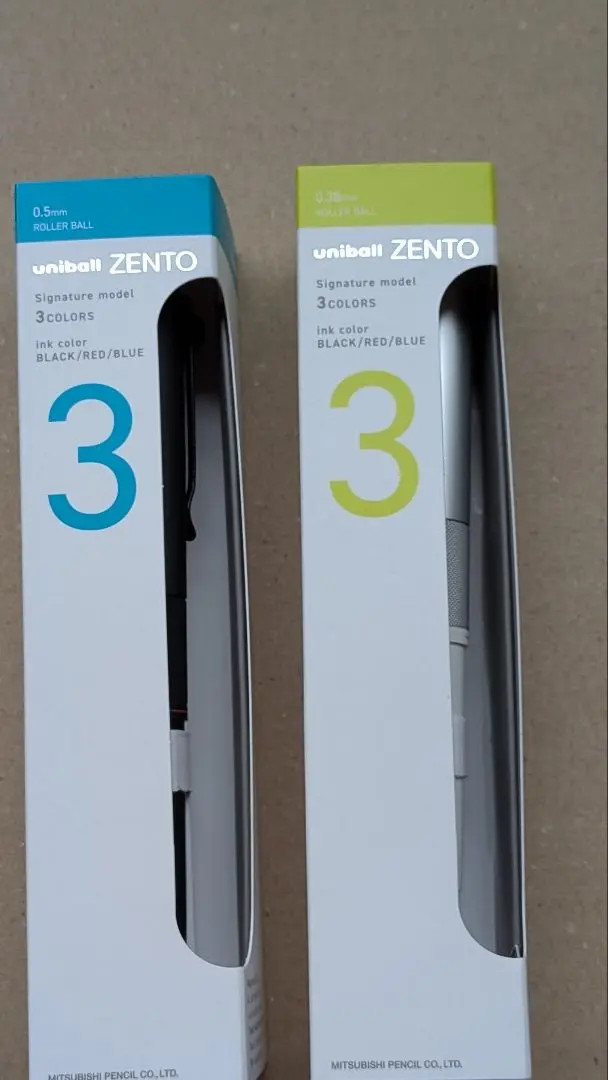 Uni-ball ZENTO Signature Model 3 Color Ballpoint Pen Set 0.5mm & 0.38mm New JP