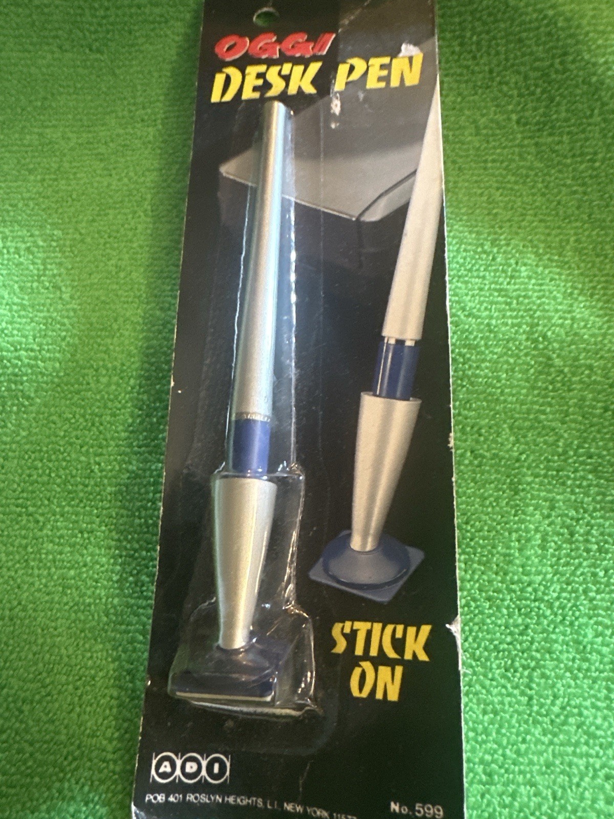 Vintage OGGI Stick-On Desk Pen Losing Pens Was Apparently a National Crisis-NOS