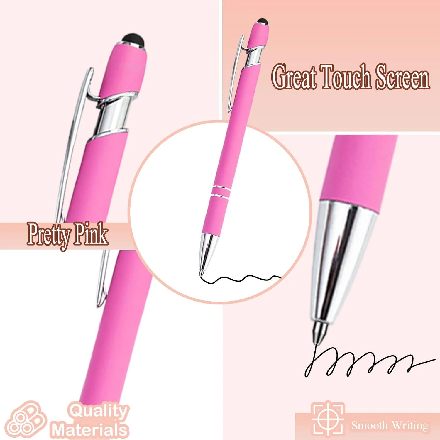 12 Pcs Pink Ballpoint Pens,Ballpoint Stylus Ball Point Black Ink Retractable …