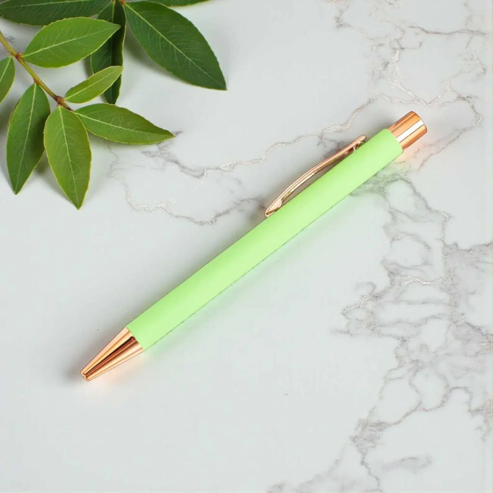Lime Green Pen with Rose Gold Trim