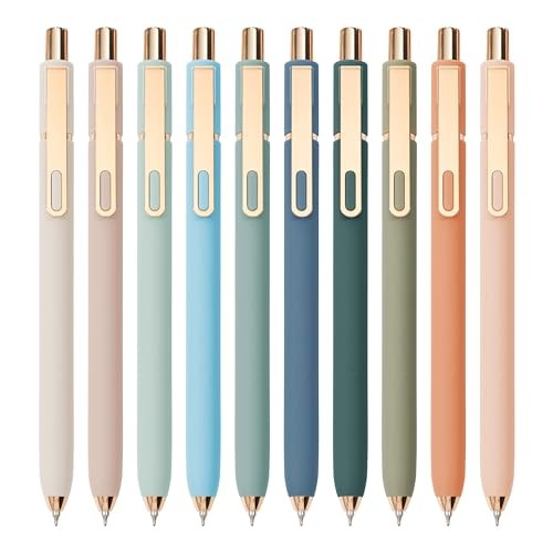 Gel Pens Black Ink Pens for Office 0.5mm Fine Point Pen Gold clip-10 pcs