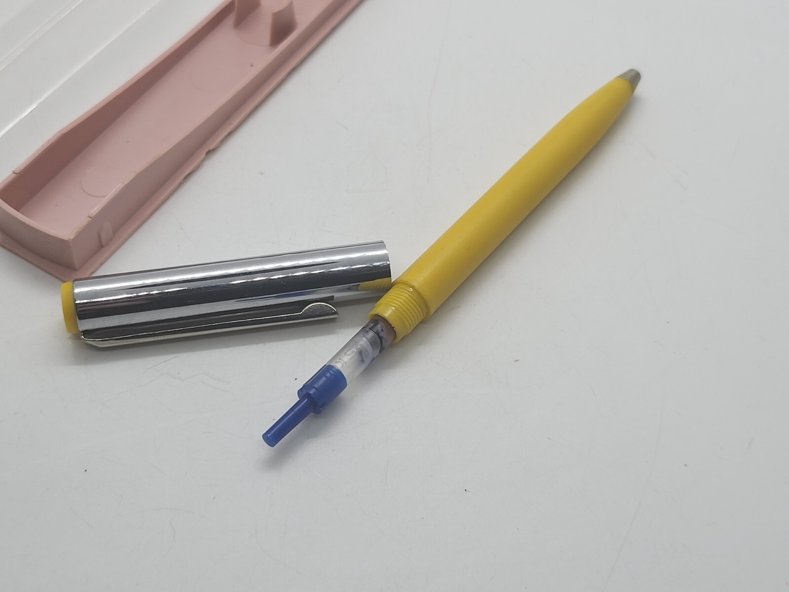 Vintage Soviet ballpoint pen USSR yellow with metal tip in a box price 2 r 40 k