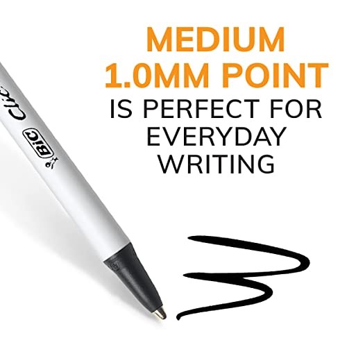 BIC Clic Stic Retractable Ballpoint Pens, Medium Point 1.0mm, Black, 24 Count