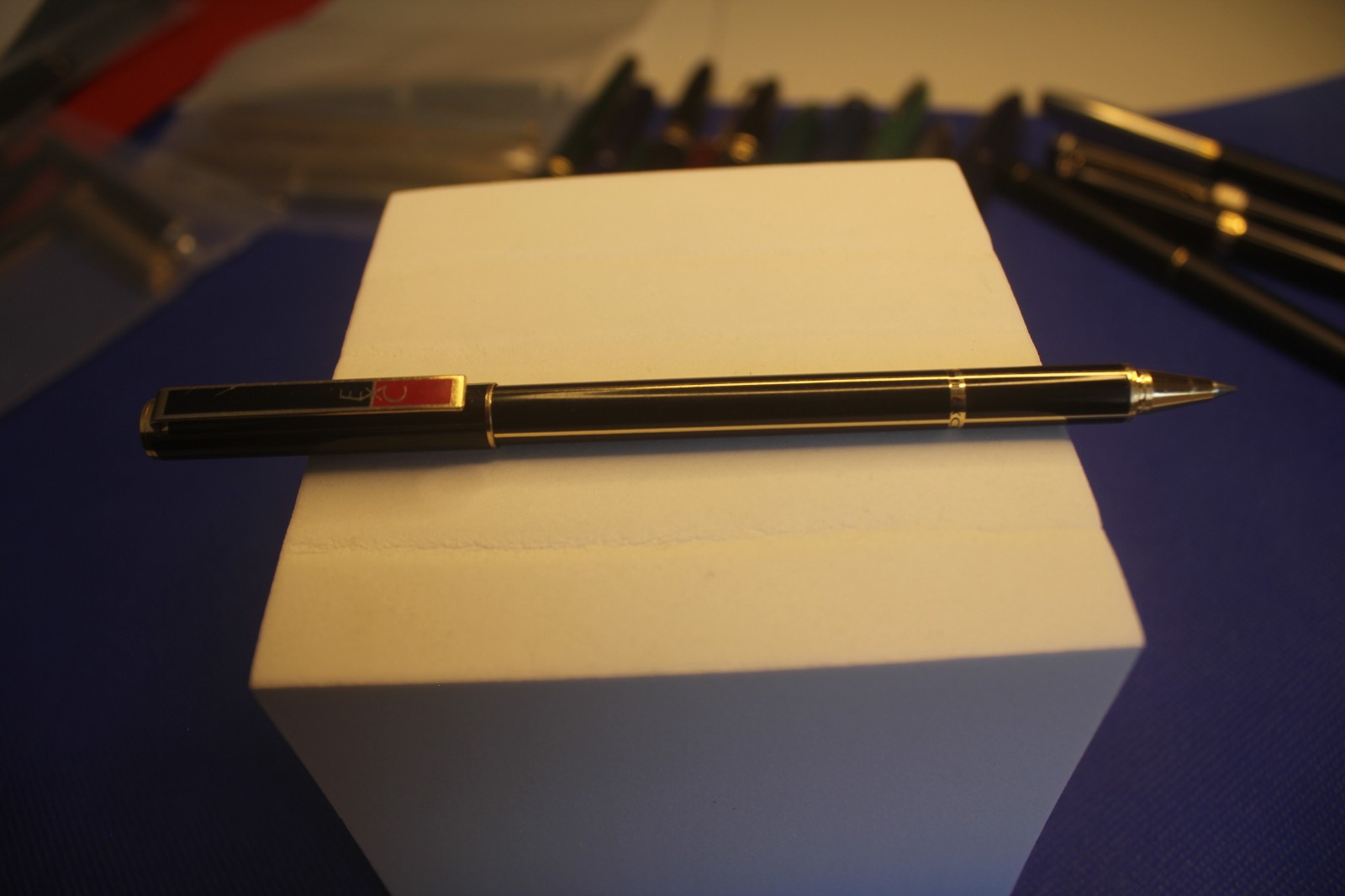 Vintage 1990’s Uni-Ball Exceed Faux Black with Fine Gold Lines Roll Ball Pen