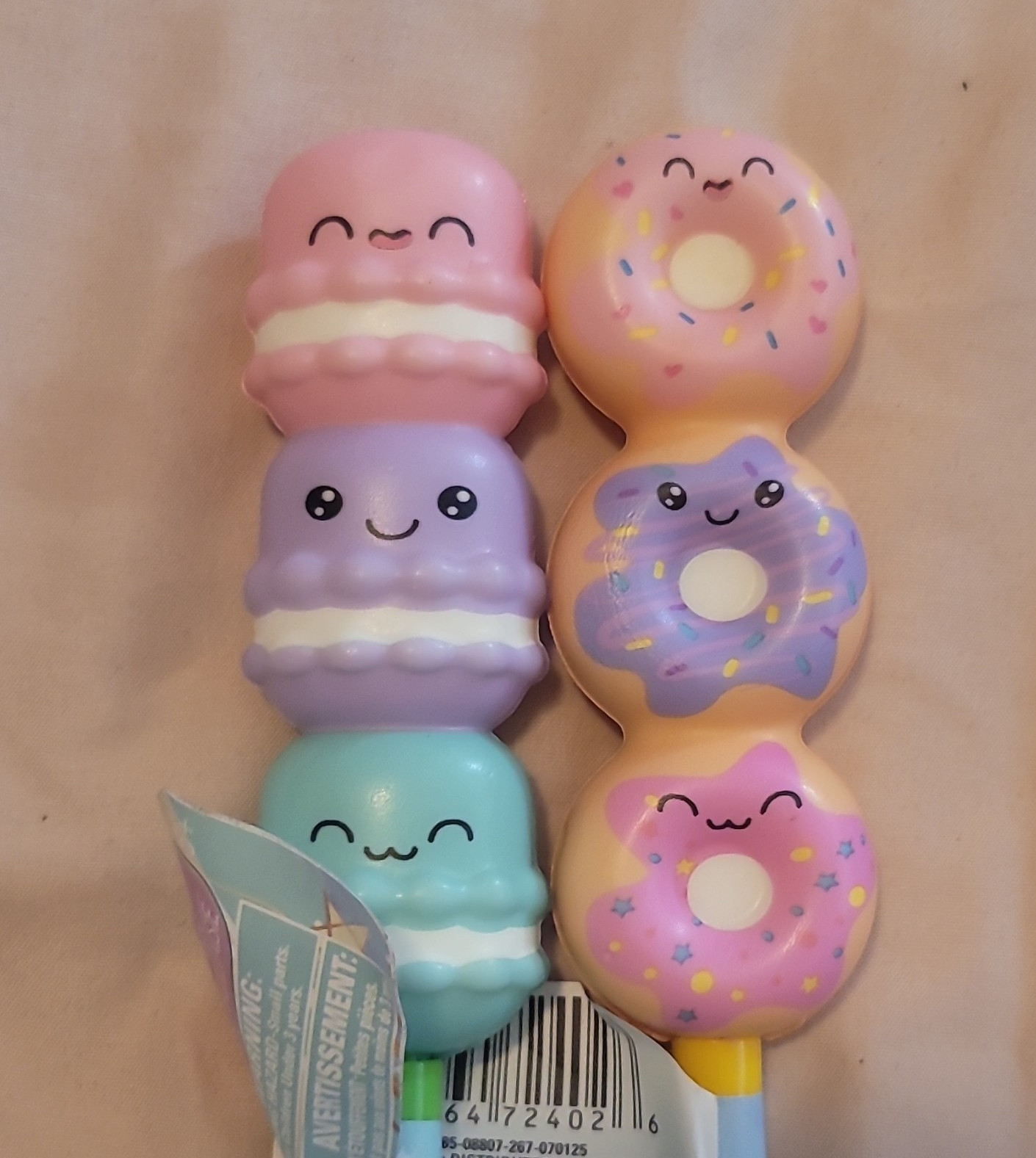Novelty Macaron & Donut Ballpoint Pens Pastel Colors Plastic Blue Ink
