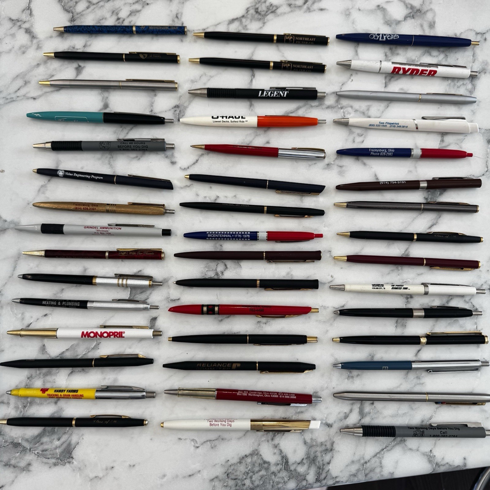 Lot Of 45 Vintage Advertising Ballpoint Promo Pens Ritepoint Chromatic Parker