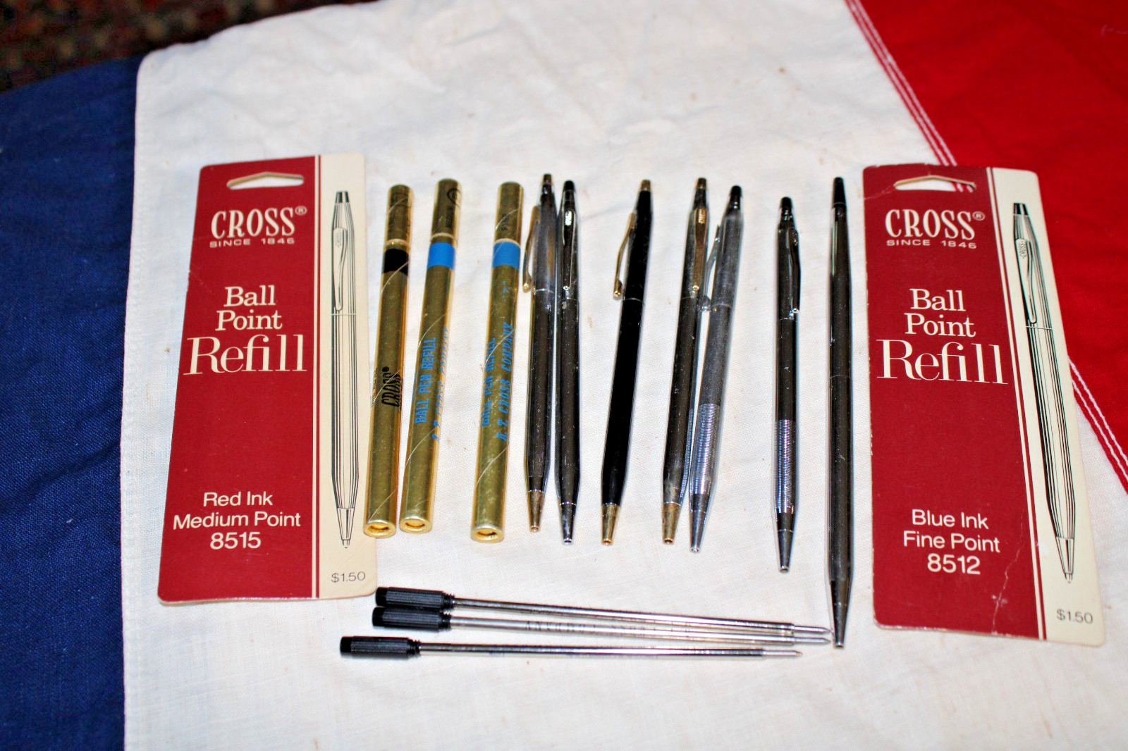Lot of 6 CHROME 1 BLACK CROSS Ballpoint Pens, AND SUNDRY (NEW) REFILLS