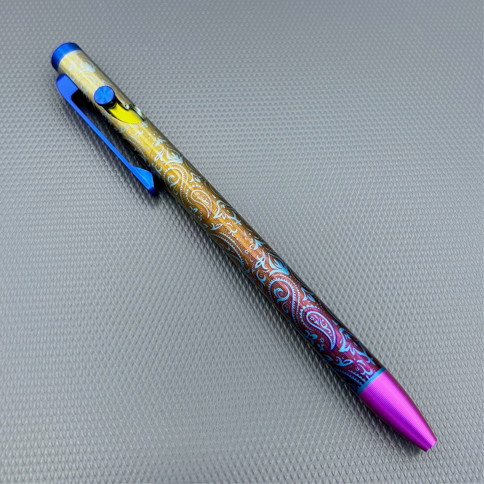 Tactile Turn – Titanium Slim Bolt Action Standard Size Pen Paisley Pn Ano Colors