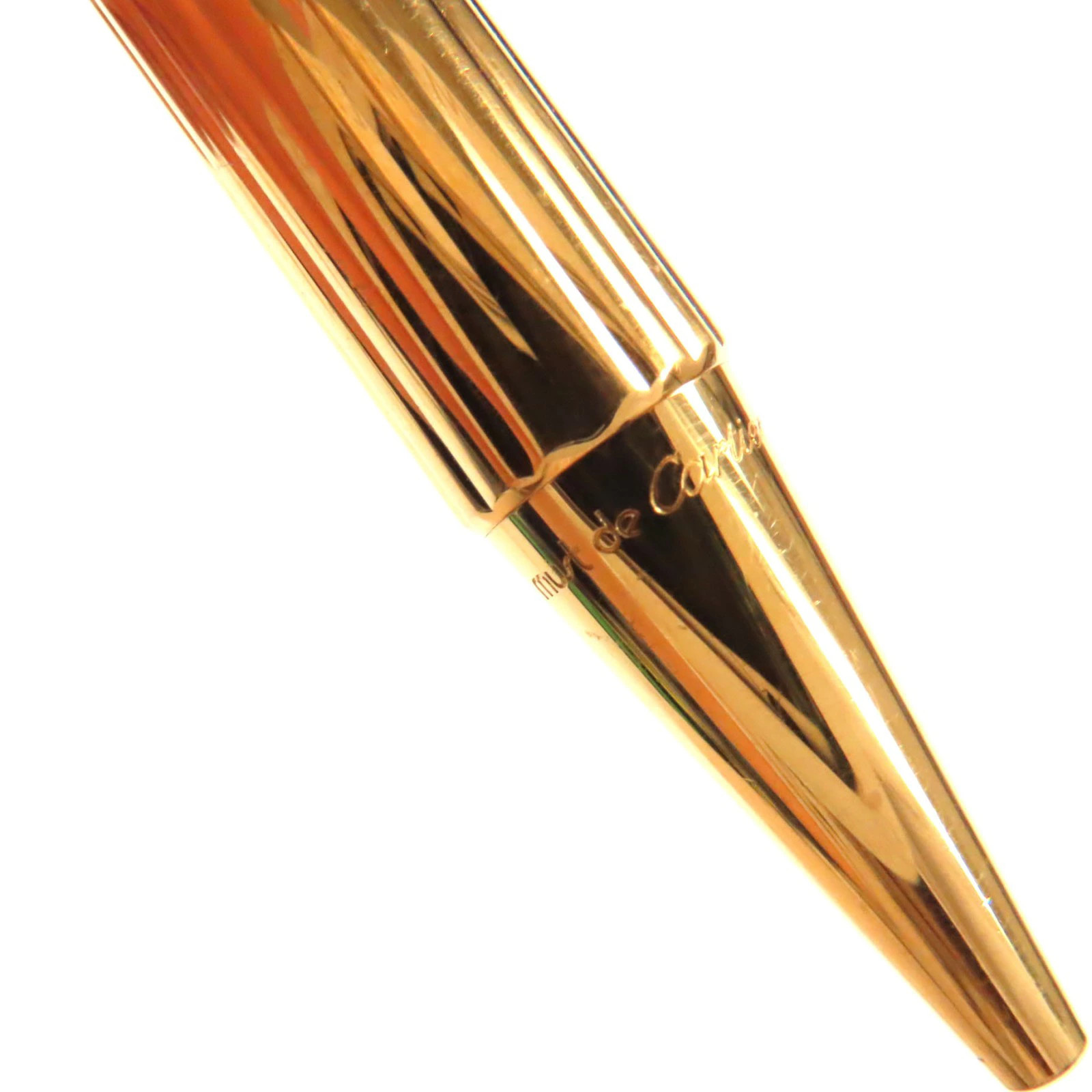 Trinity de Cartier Stripe Ballpoint Pen Gold Twist France Unisex Stationery Auth