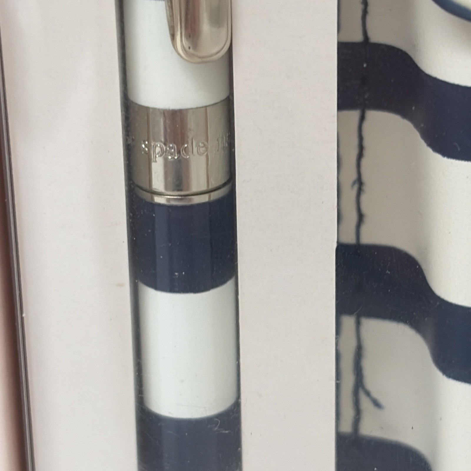 Kate Spade New York Stylus Pen with Pouch Striped Navy Blue And White New in Box