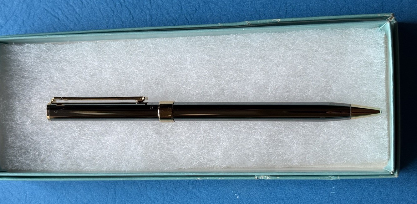 Tiffany & Co. T Clip Ballpoint Pen -Silver & Gold With Box & Pouch Excellent