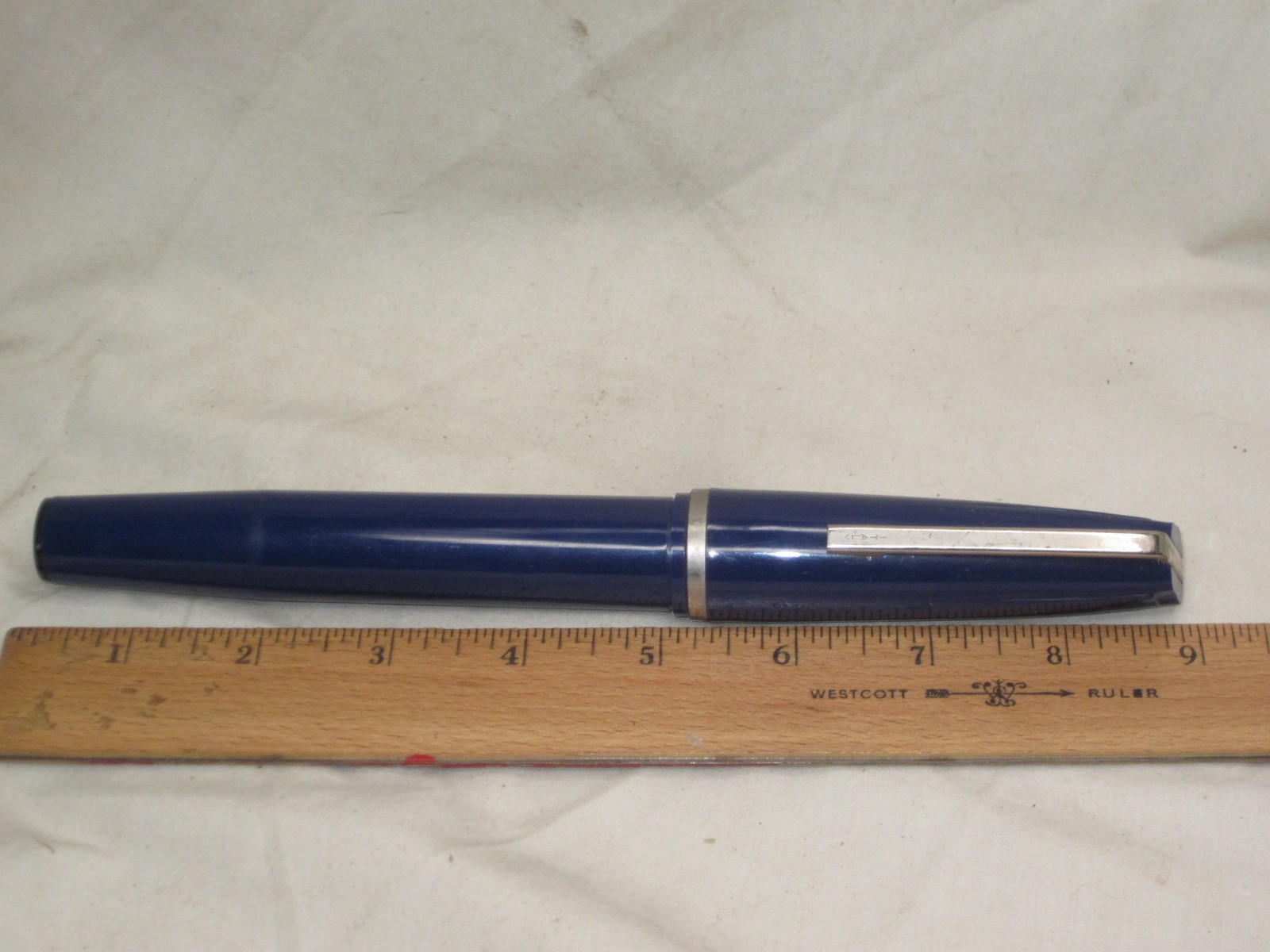 vintage jumbo ballpoint pen 8.75″ Italy blue w/ cap oversize giant *needs ink