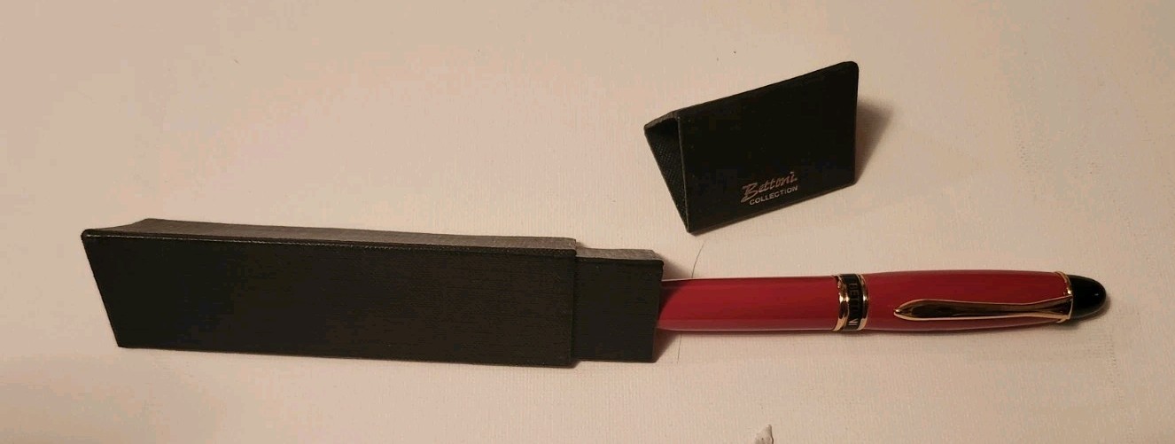 Bettoni Red Lacquer Commemorative Pen With Prism Shaped Case Vintage 1990s…