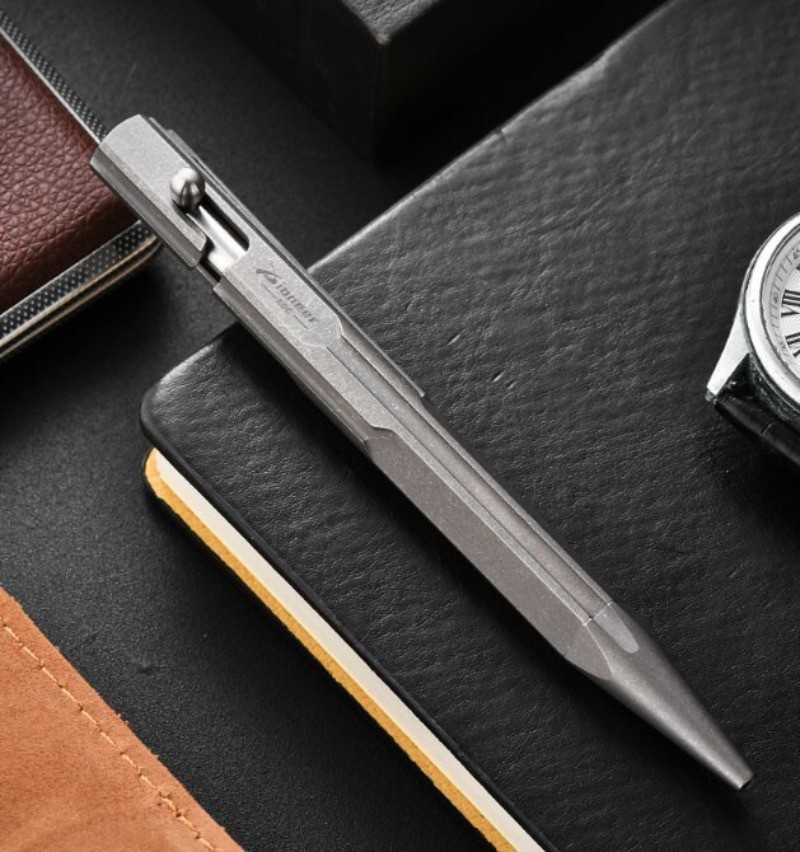 Titanium Bolt Action Ballpoint Pen EDC Pocket Pen Business Office Writing Gift