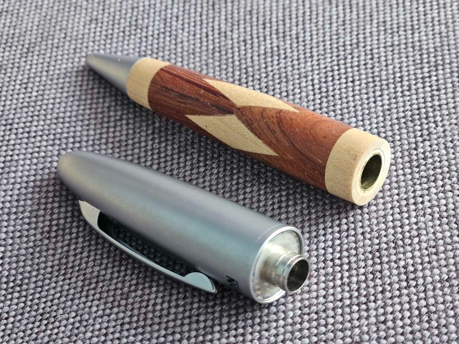 Ronson Ballpoint Pen w/ Original Wooden Case Wood Inlay Executive Writing Pen