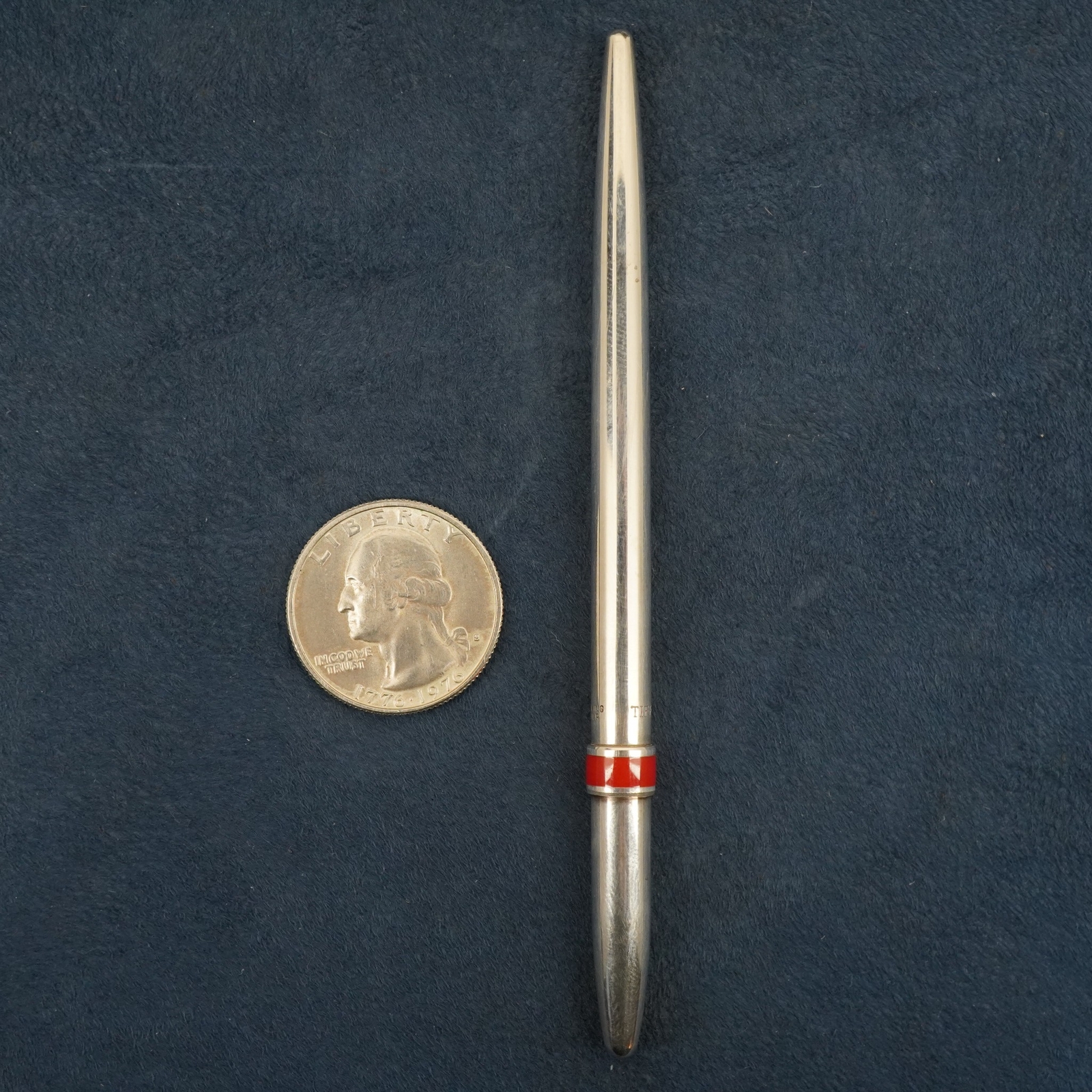 Tiffany & Co. Sterling Silver Ballpoint Pen w/Red Enamel Accent, Needs Refill