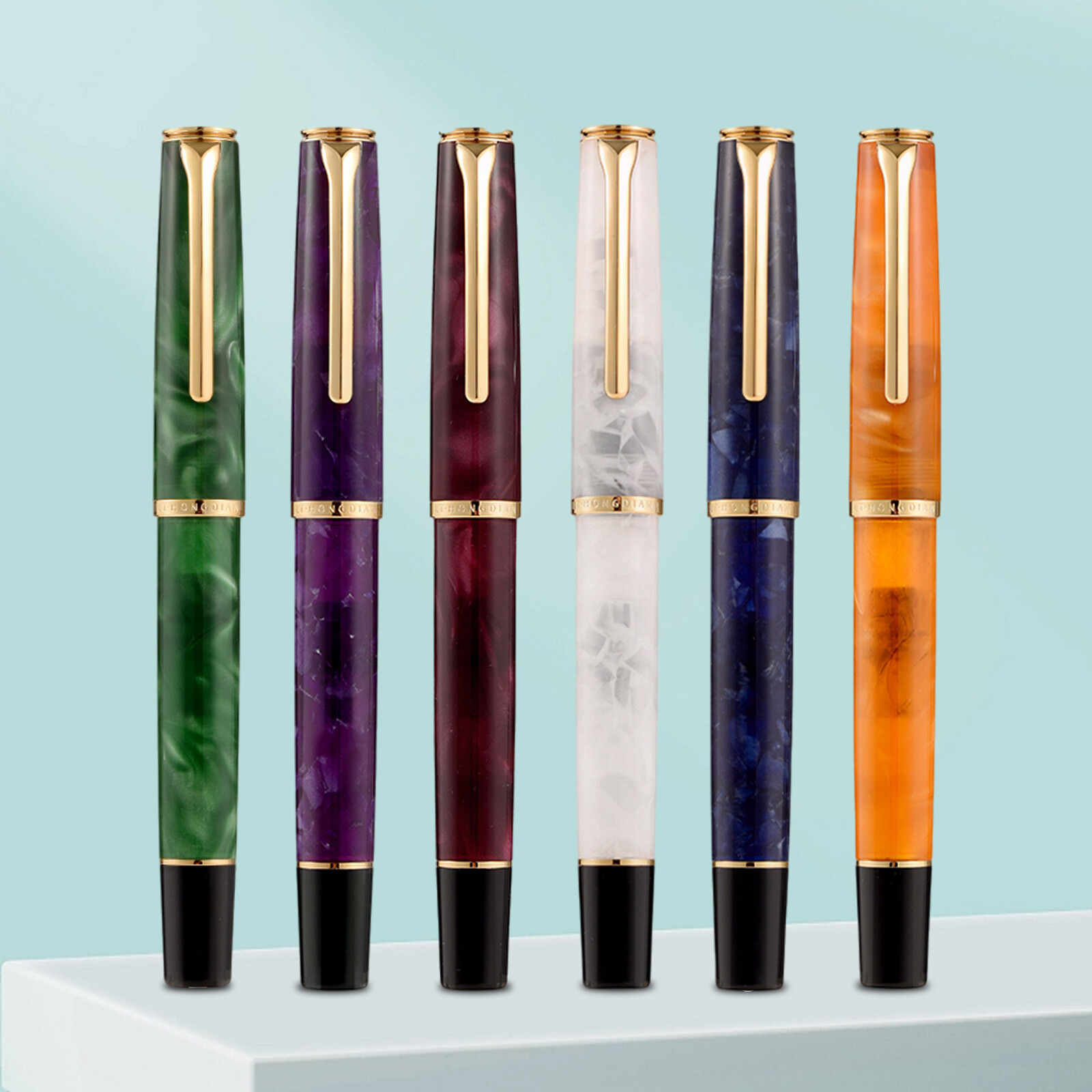 HongDian N12 Resin Fountain Pen, Extra Fine Nib Classic Pen Writing Pen Gift