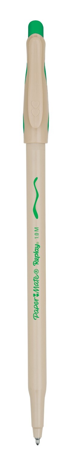 Paper Mate Replay Green Erasable Ballpoint Pens With Eraser 12 Pens New