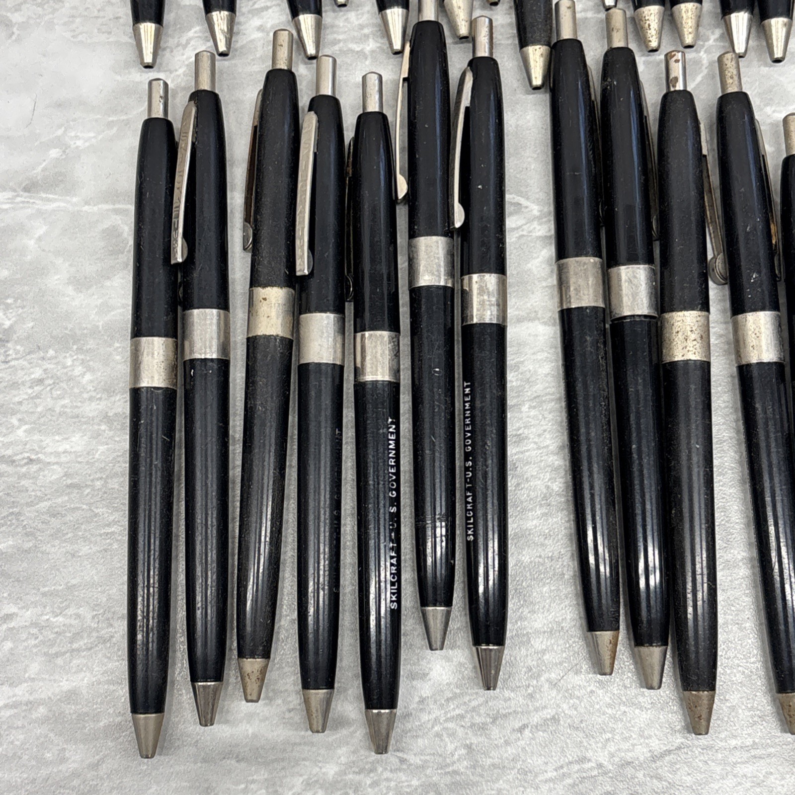 Lot 29 Vintage Skilcraft US Government Ball Pens Black Fine Retractable