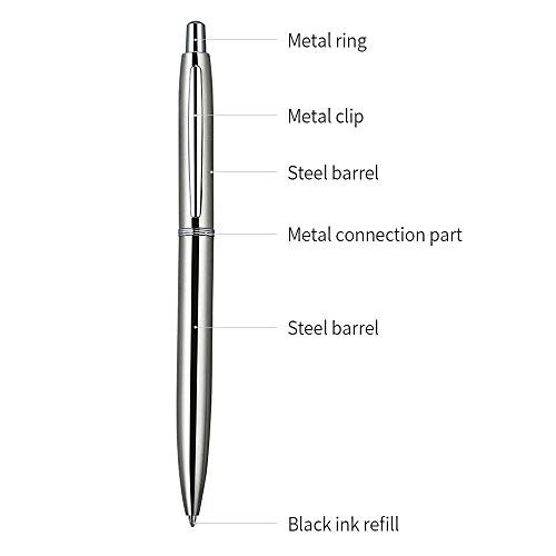 6 Pcs Retractable Metal Ballpoint Pens – 1.0mm Black Ink, Office & Gift Set, 12