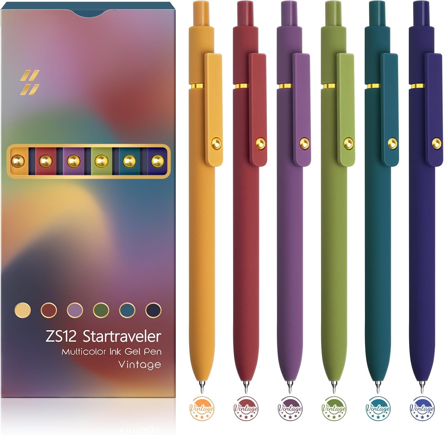6 Pcs Color Pens for Journaling 0.5mm Fine Point Colored Gel Ink Pen, Smooth