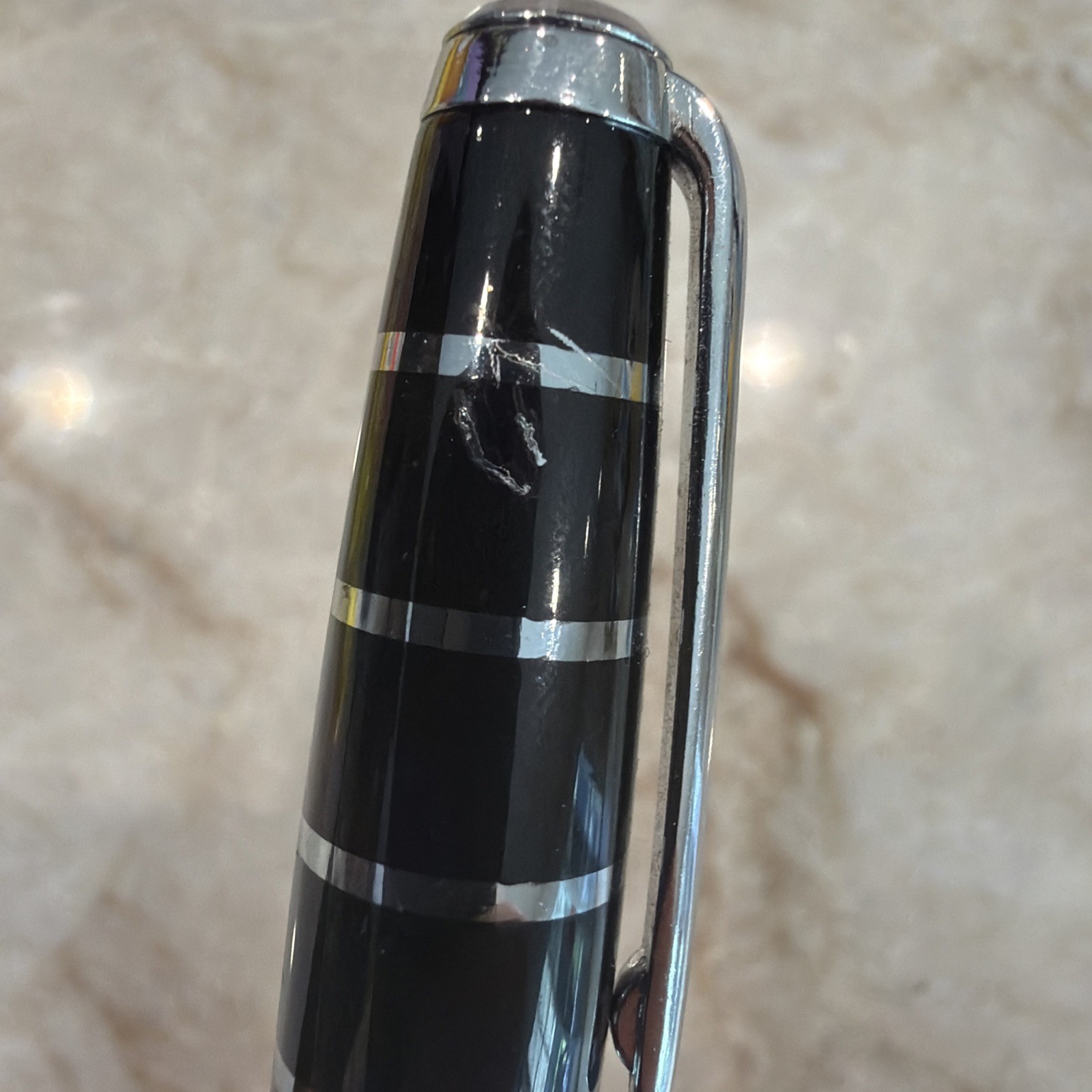 Montecristo Ballpoint Pen Built-in Twist Cigar Hole Punch Black Enamel