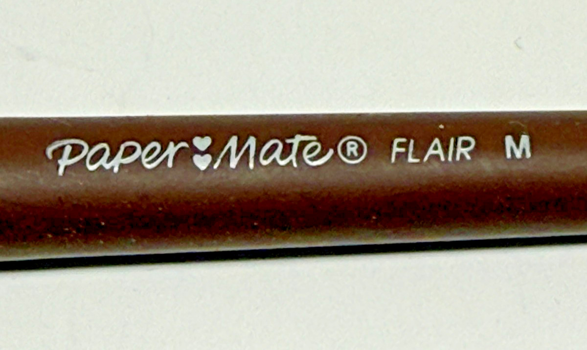 vtg Papermate Flair Felt tip Pen Brown Double Heart Mexico