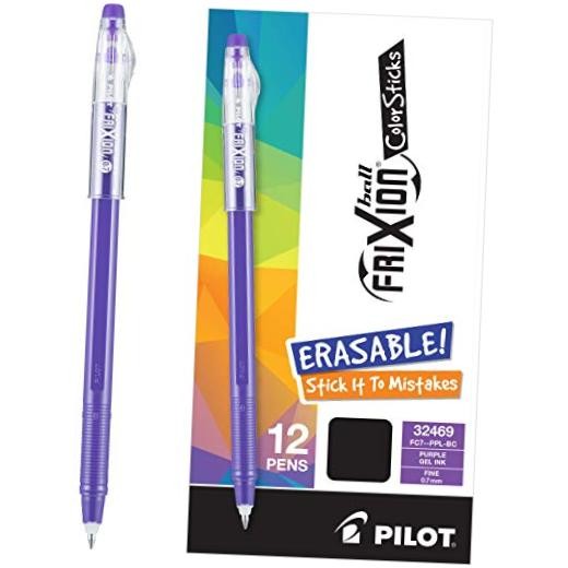 FriXion ColorSticks Erasable Gel Ink Pens, Fine 12 Count (Pack of 1) Purple