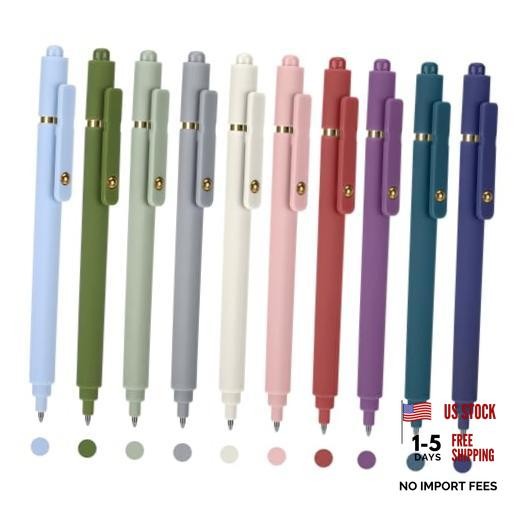 10pcs Colored Gel Pens, 0.5mm Fine Point Retractable Colorful Pens for