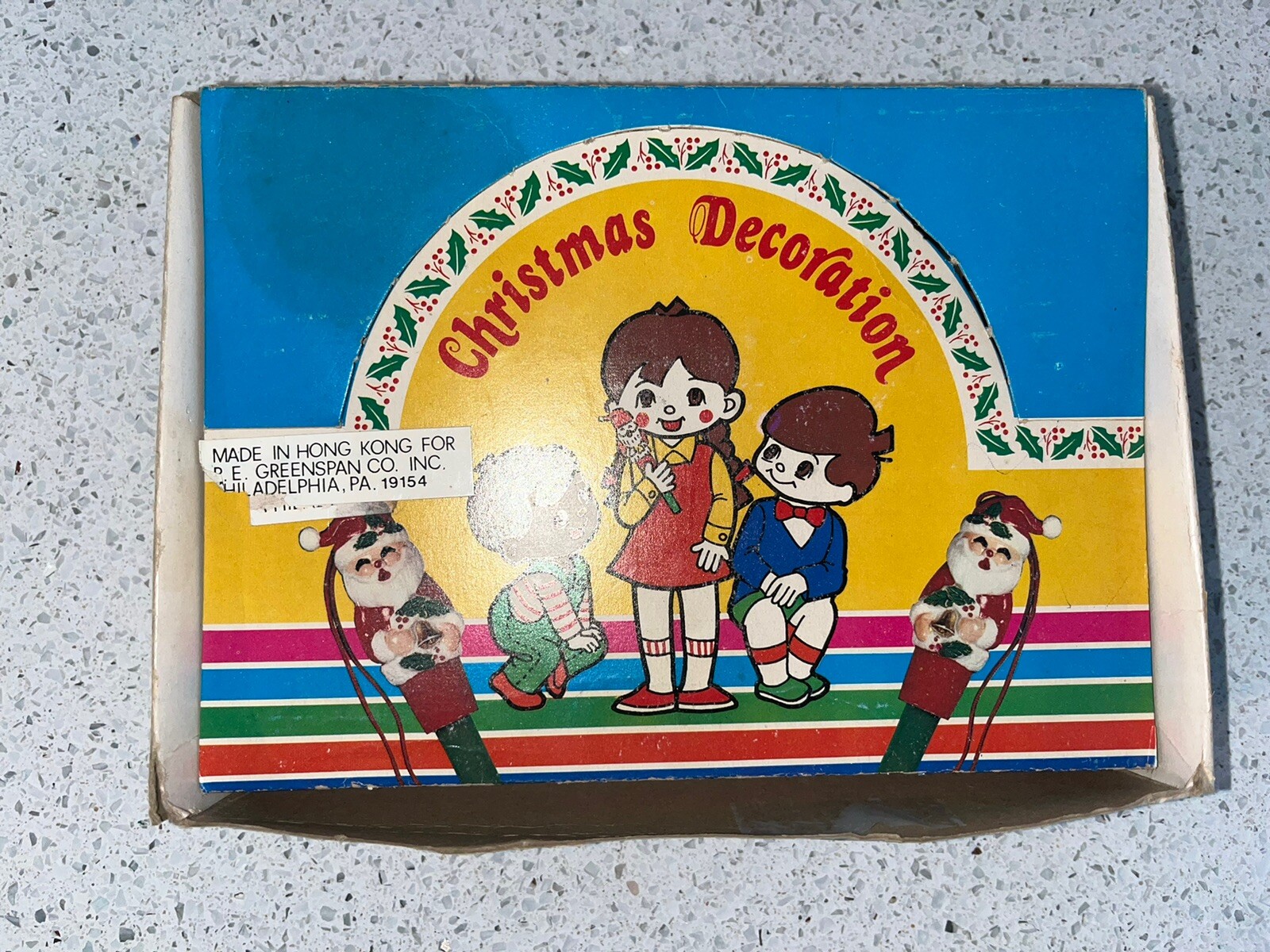 Vtg Pen Novelty Santa Claus Hong Kong Christmas Holiday Plastic Box