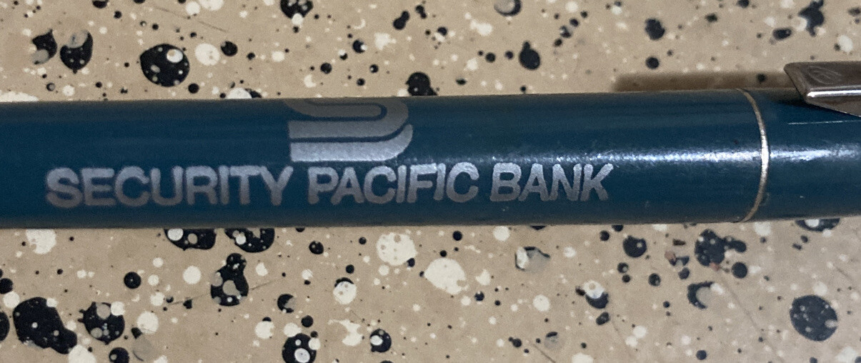 VTG SECURITY PACIFIC BANK RITEPOINT BLUE Advertising Ballpoint Pen NO Ink