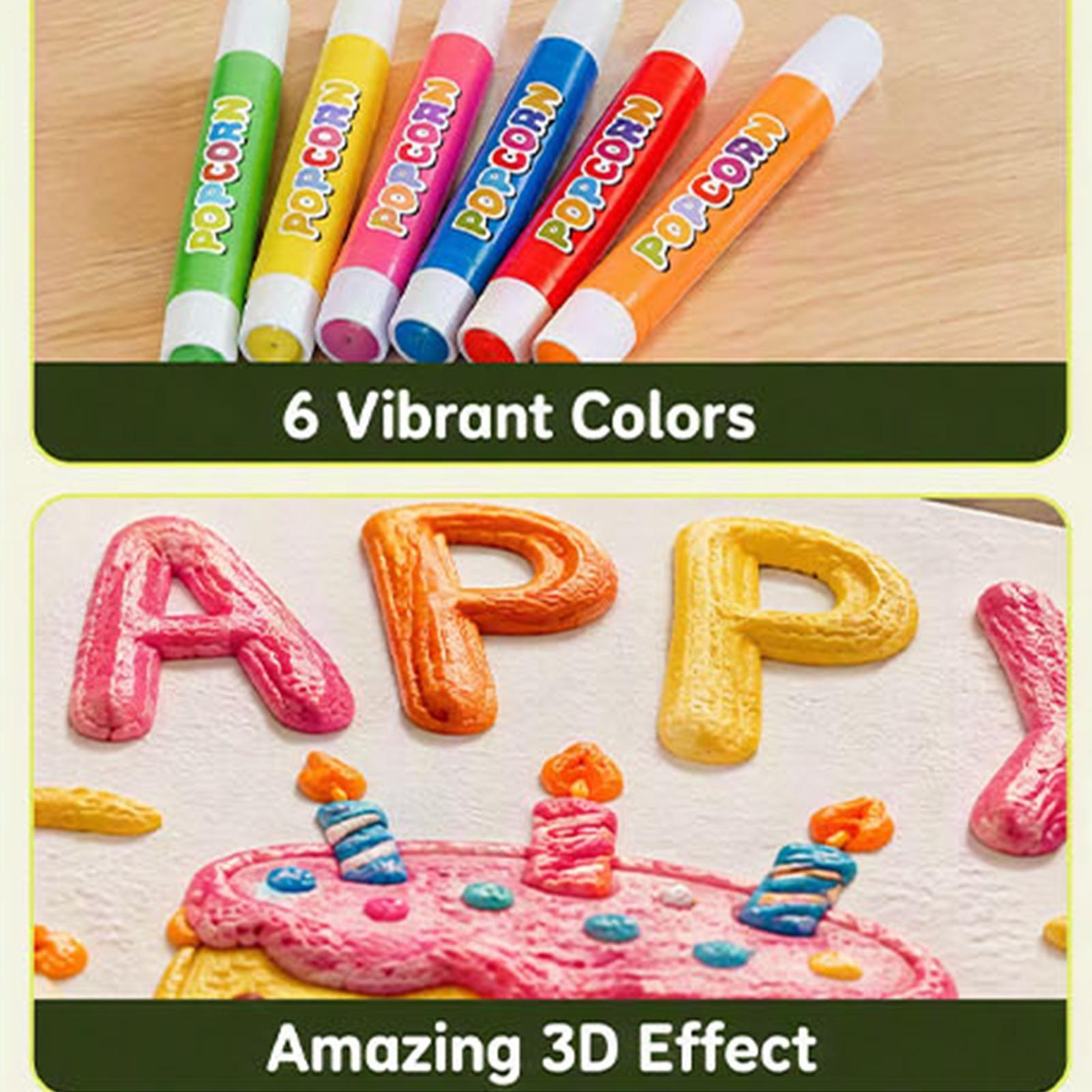 6-12 Sticks Bubble Pen Set 3D Colorful Handmade Heat Activated Painting Markers