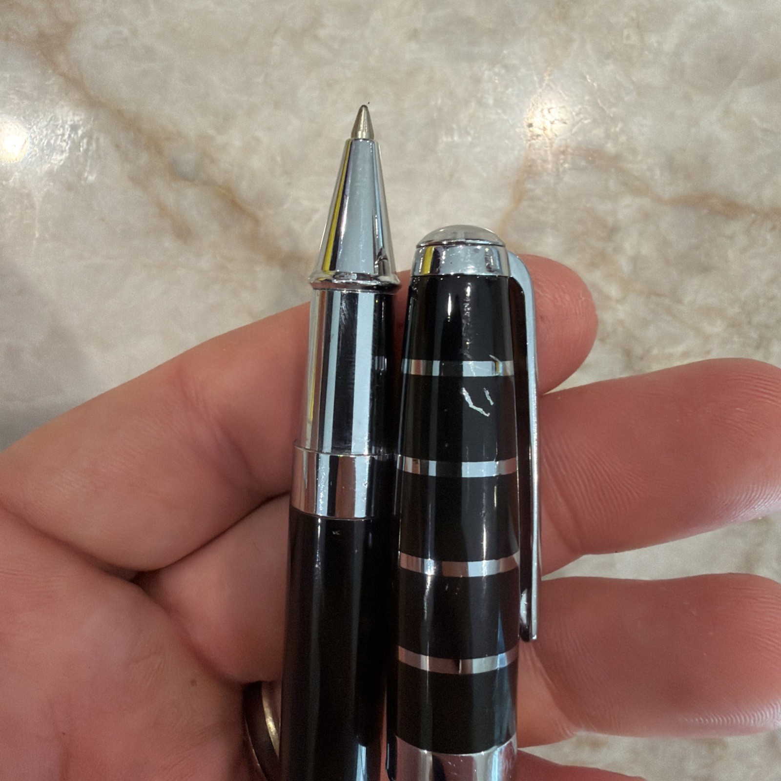Montecristo Ballpoint Pen Built-in Twist Cigar Hole Punch Black Enamel