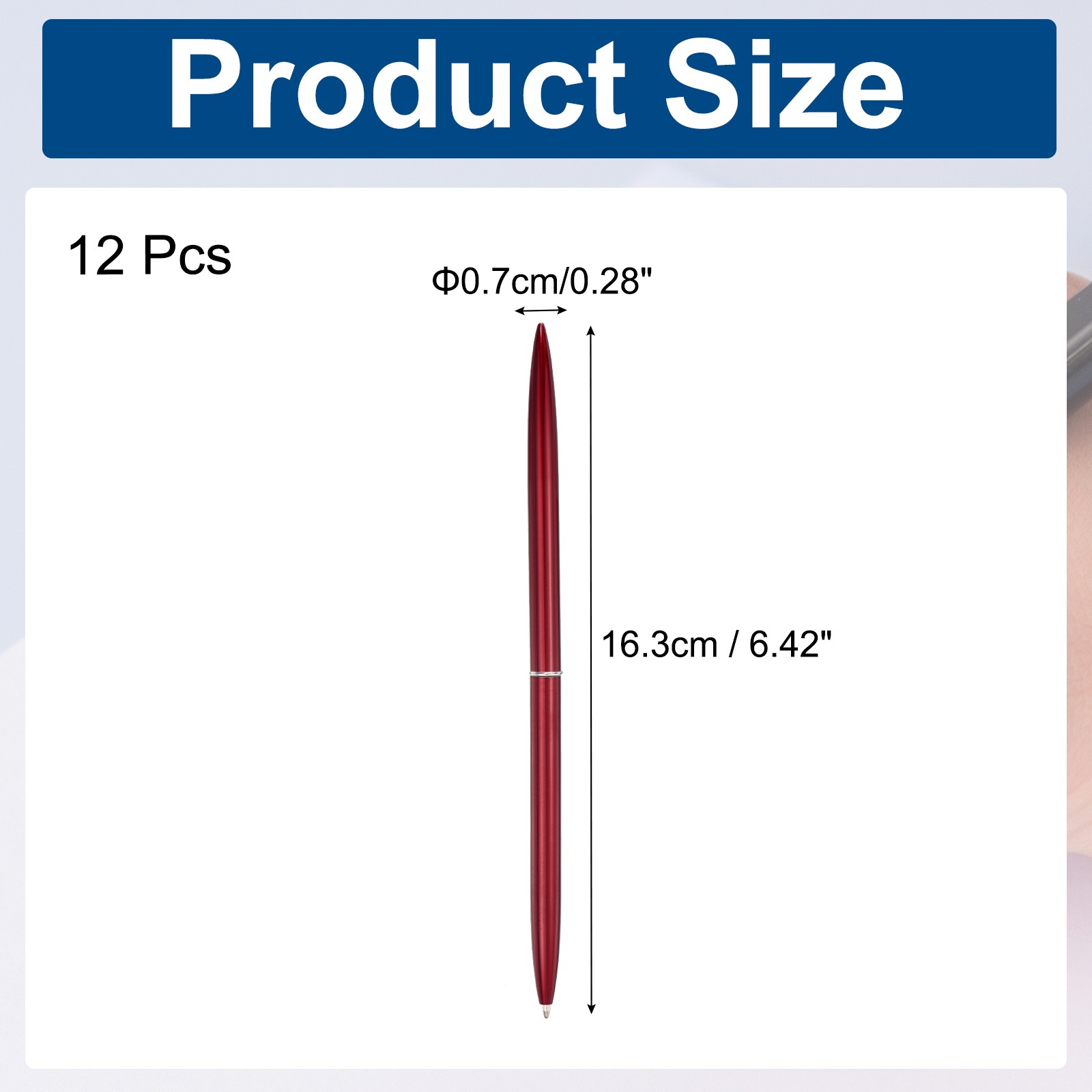 12 x Slim Metal Ballpoint Pen Black Ink 1mm Medium Point Pen, Wine Red