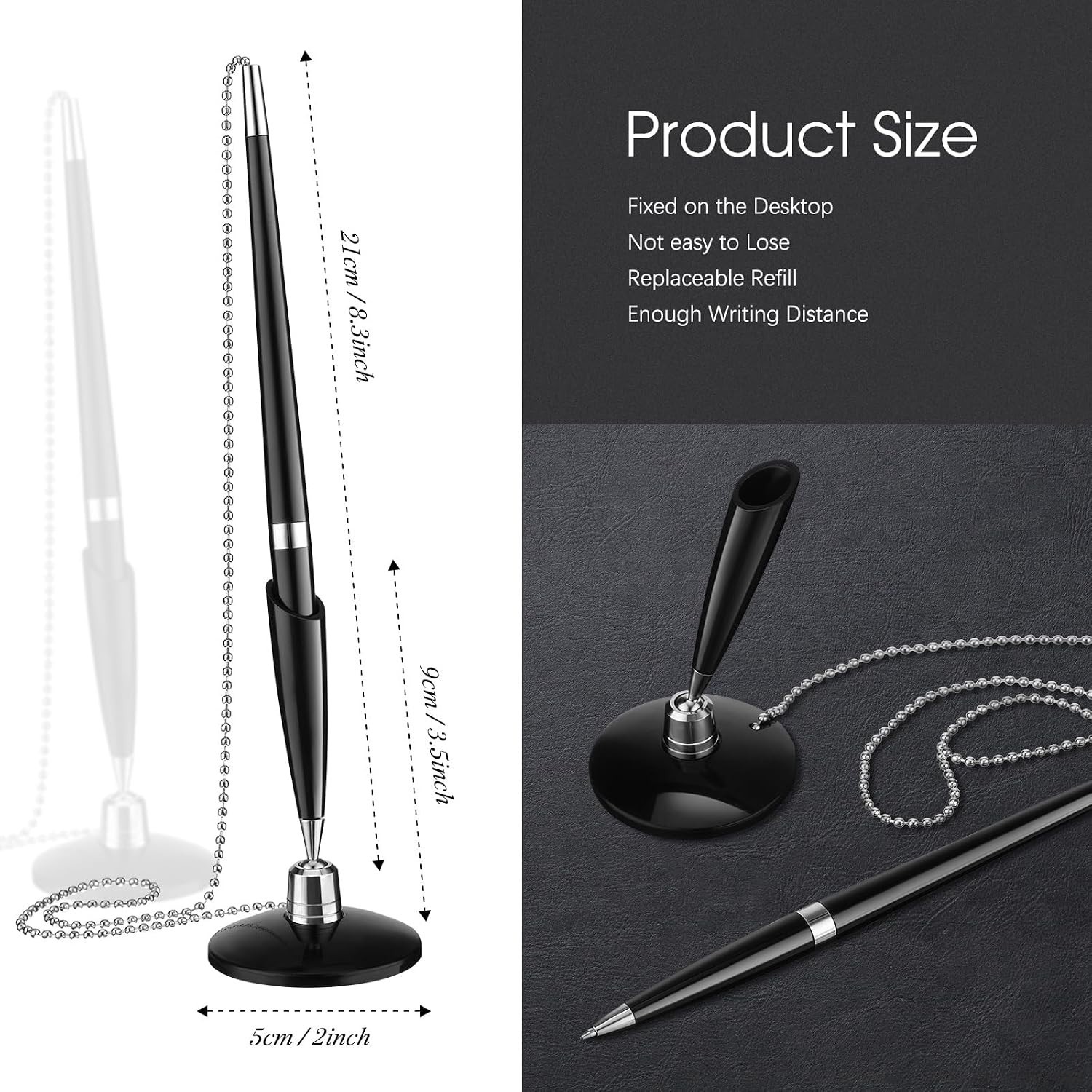6 Pieces Secure Pen with Chain Security Pen Holder Counter with Adhesive Chai…