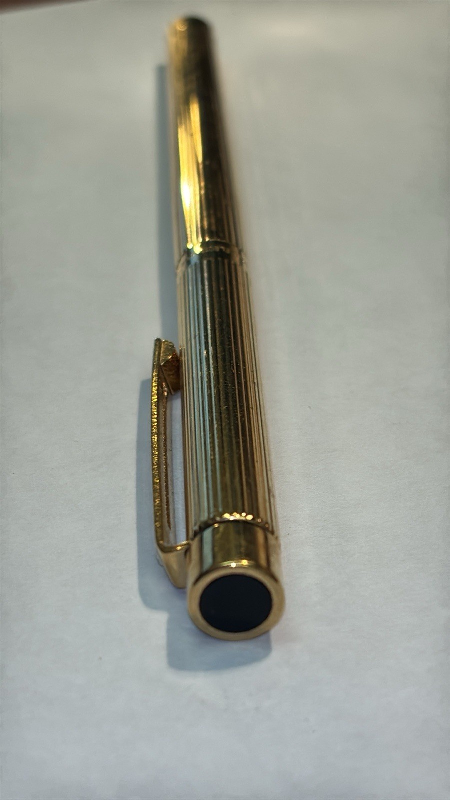 Vintage SHEAFFER TARGA 1005 Imperial Brass Fluted 14K Gold F Nib Fountain Pen