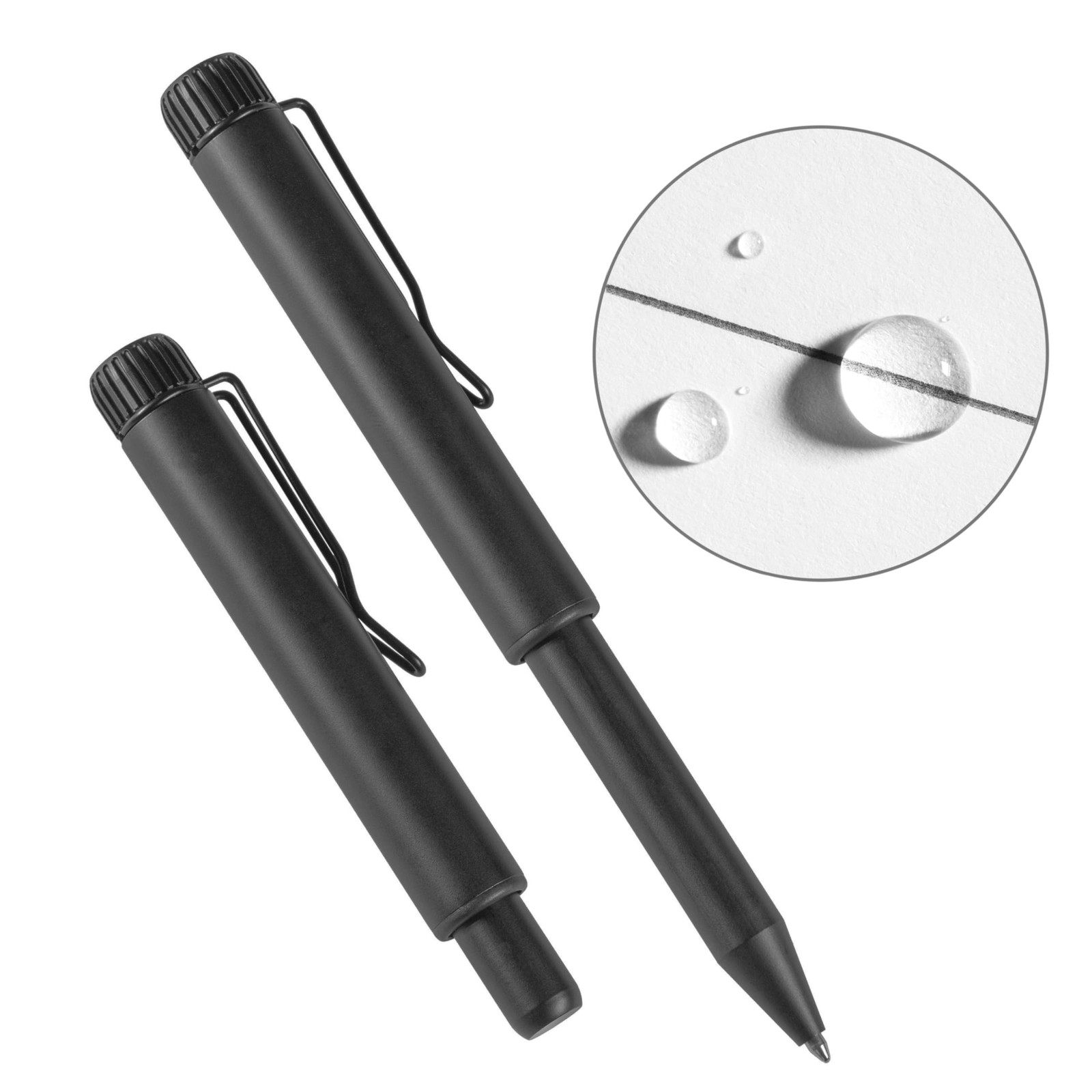 Rite In Rain All-Weather Metal Portage Pen, Black Barrel, Black Ink .9mm, Fine