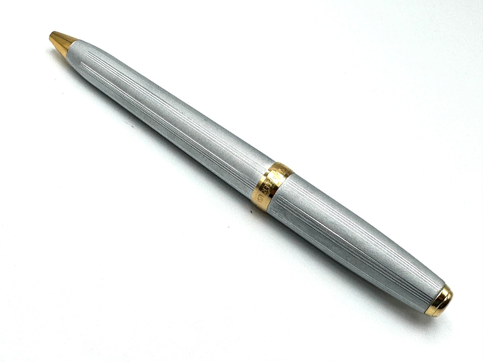 UNUSUAL 1990s SHEAFFER PRELUDE SATIN CHROME STRAIGHT LINE GT BALLPOINT PEN USA