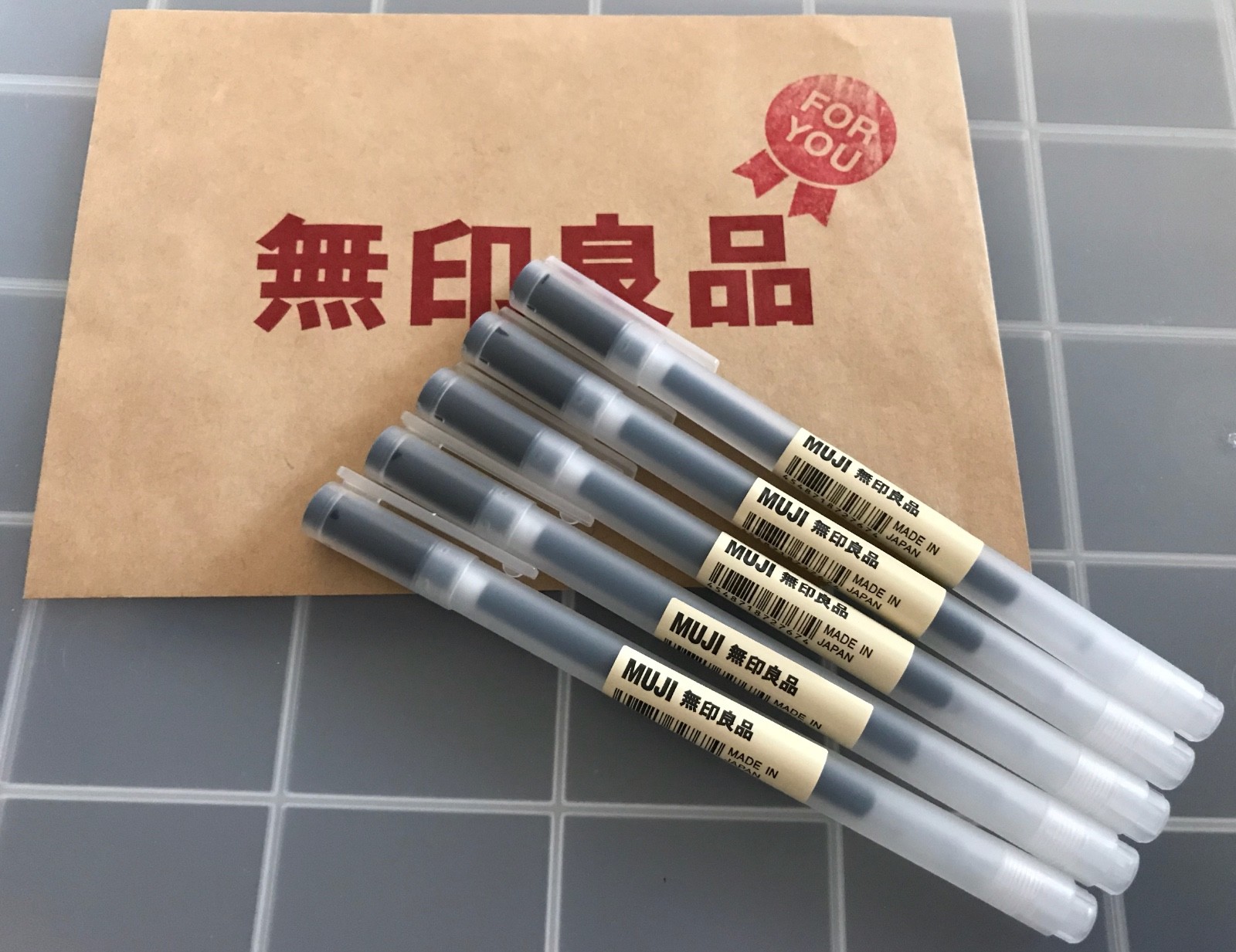 MUJI MoMA 0.38mm Non-Toxic Gel Ink BLACK 5 Pens from Osaka Japan