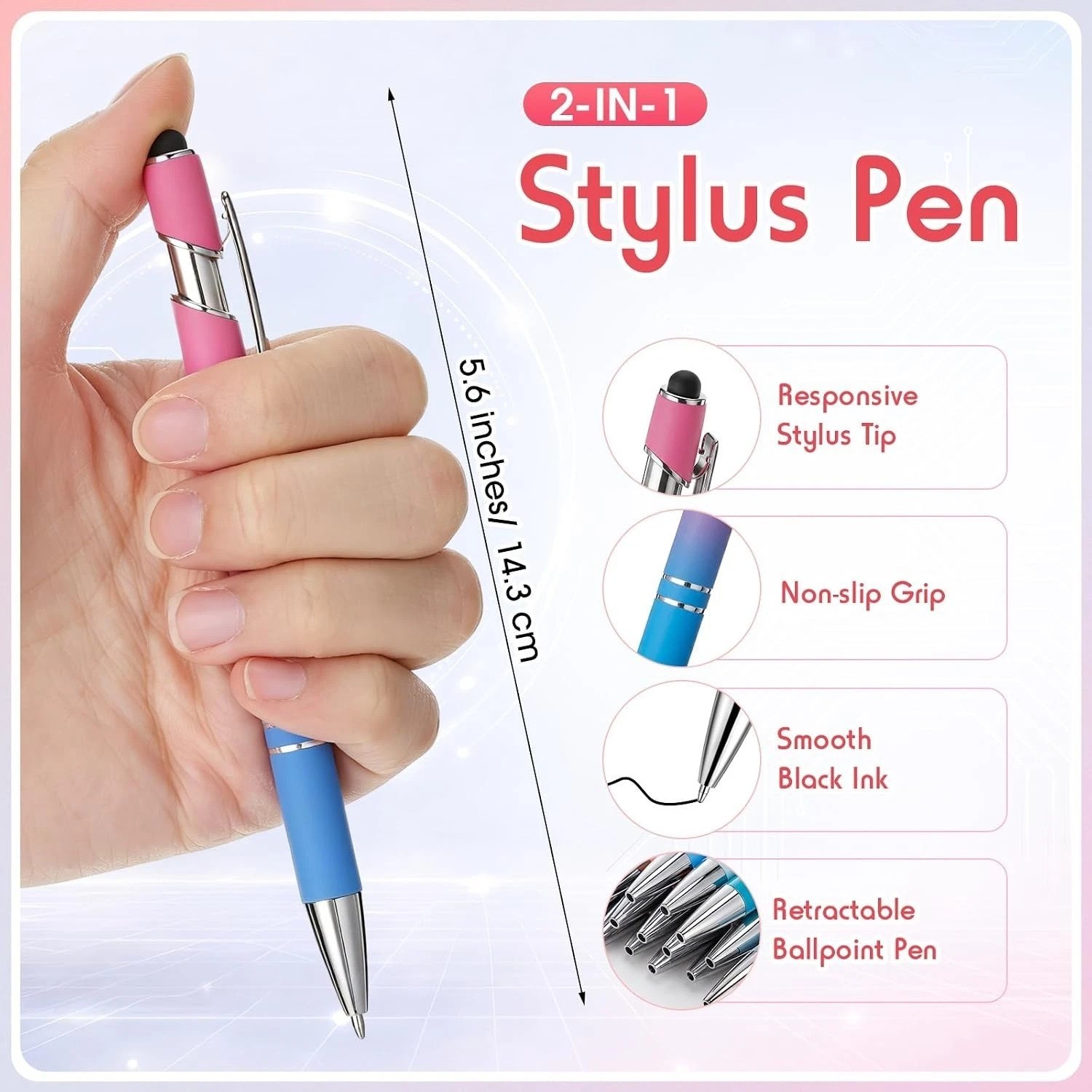 Bulk 100 Metal Stylus Pens Click Action Black Ink 1.0mm