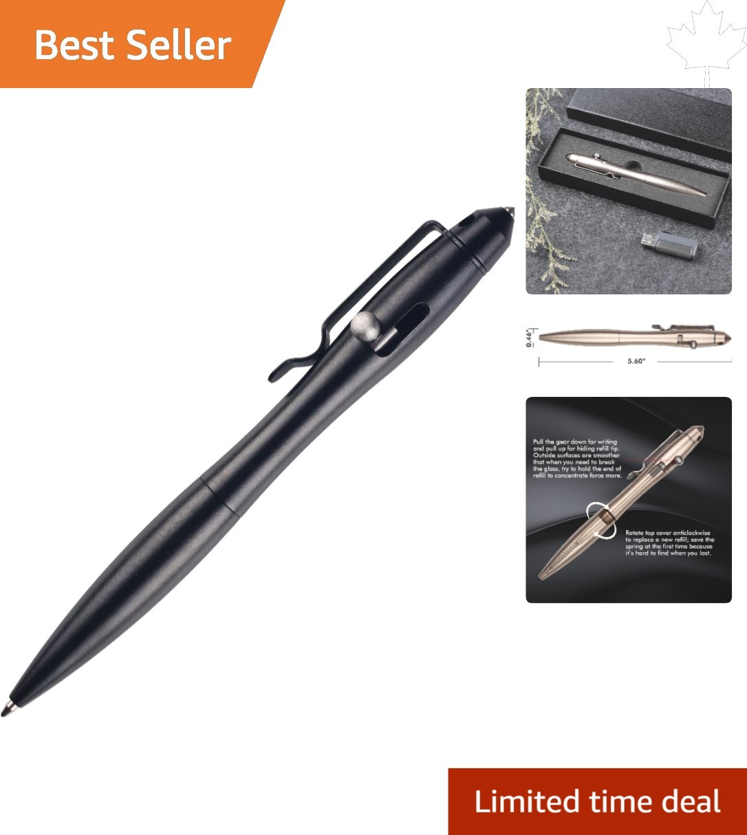 Smooth Grip Black Bolt Action Pen – Durable Aluminum Finish & Fine Point